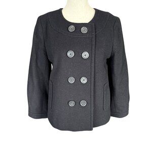 J. Crew women's black fully lined double breasted long sleeve coat